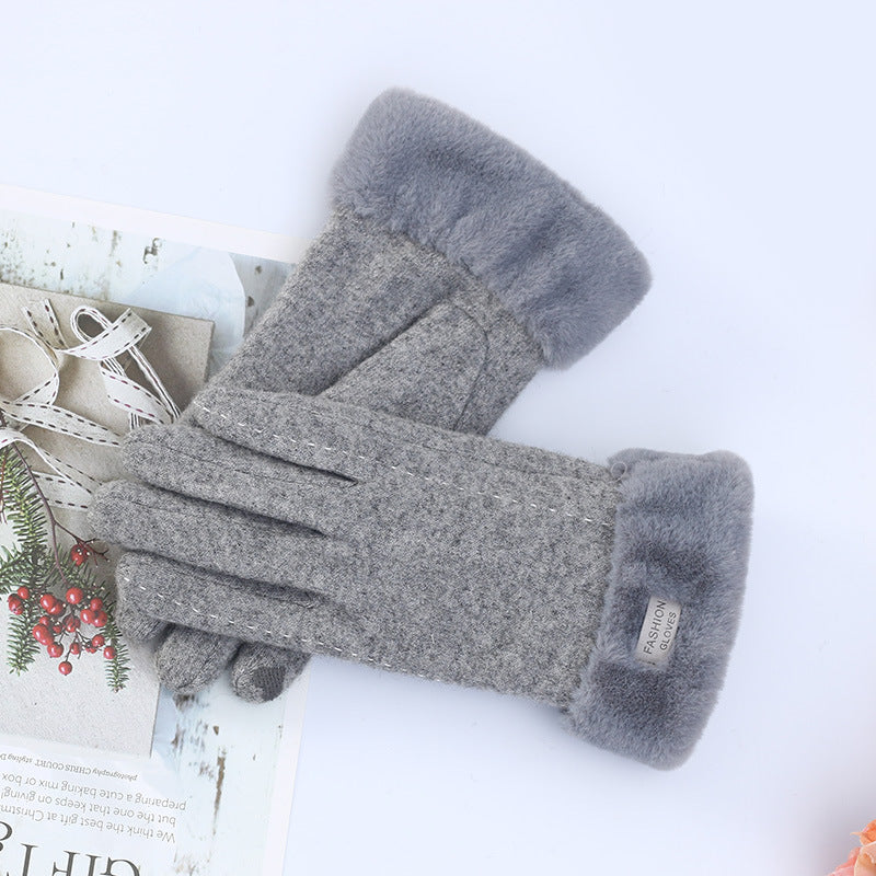 Warm Korean Style Cute Driving Touch Screen Cashmere Gloves