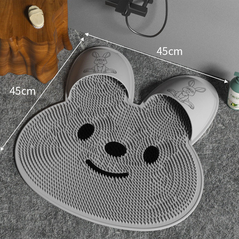 Silicone rabbit rub foot artifact bathroom anti-slip mat rub back massage pad rub bath wash feet to dead skin shower mat