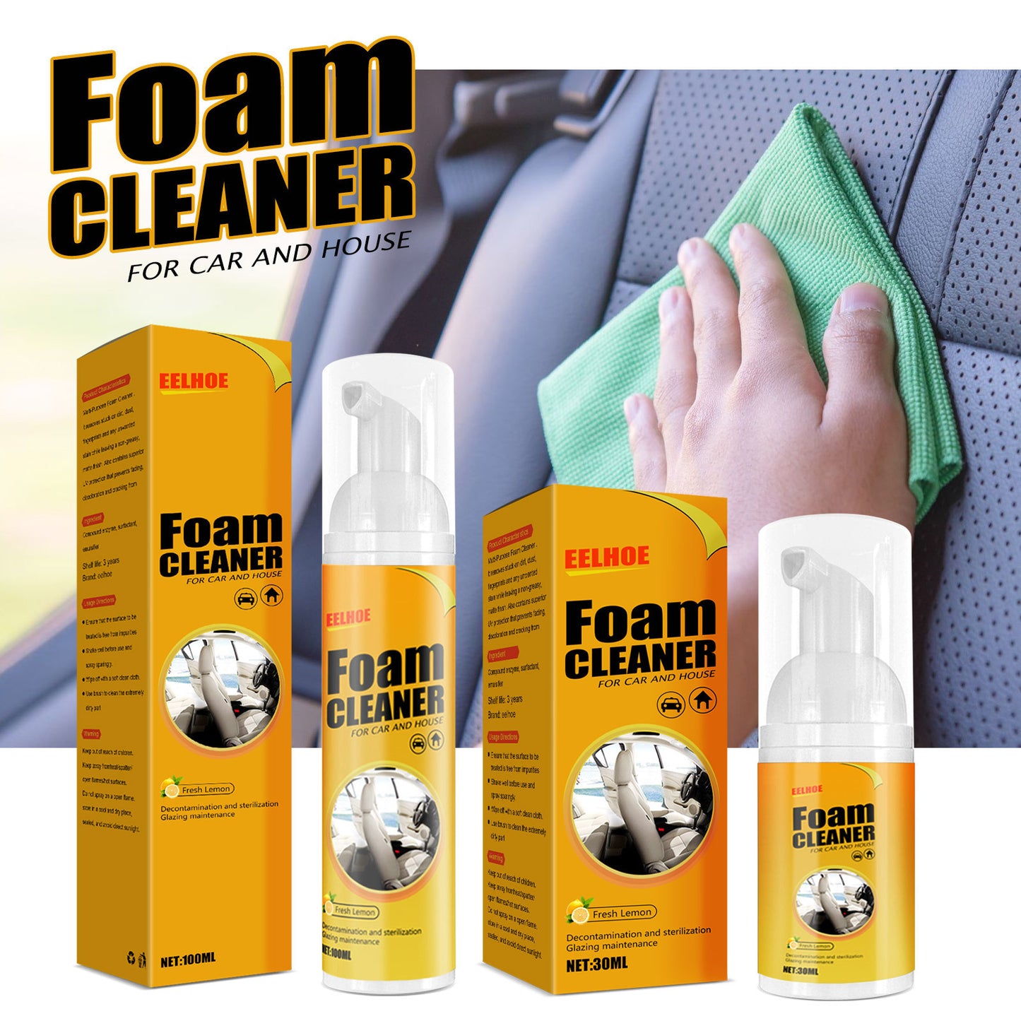 Multifunctional Foam Cleaner Supplies Car Interior Strong Decontamination Leather Seat Cleaner