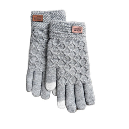 New Men's Touch Screen Autumn And Winter Knitting Warm Velvet Padded Thickened Gloves