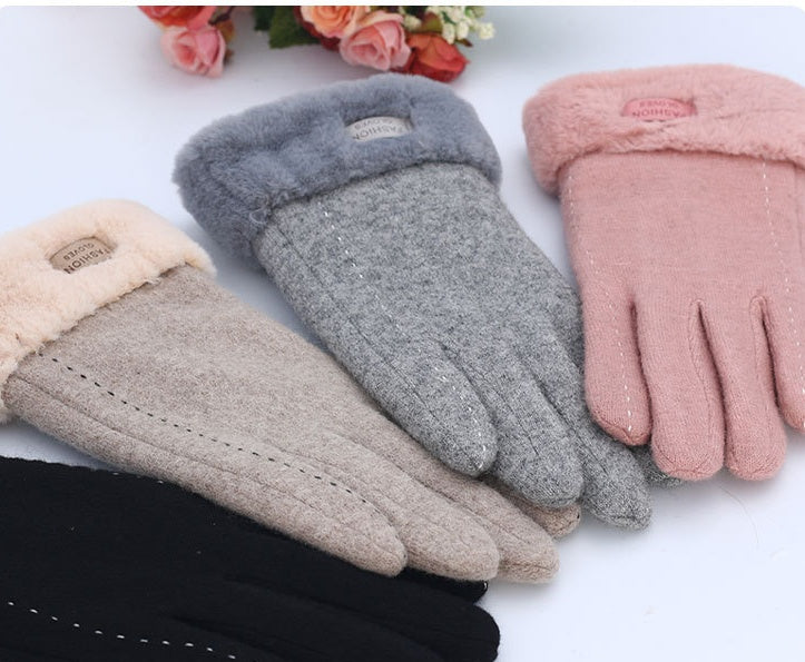 Warm Korean Style Cute Driving Touch Screen Cashmere Gloves