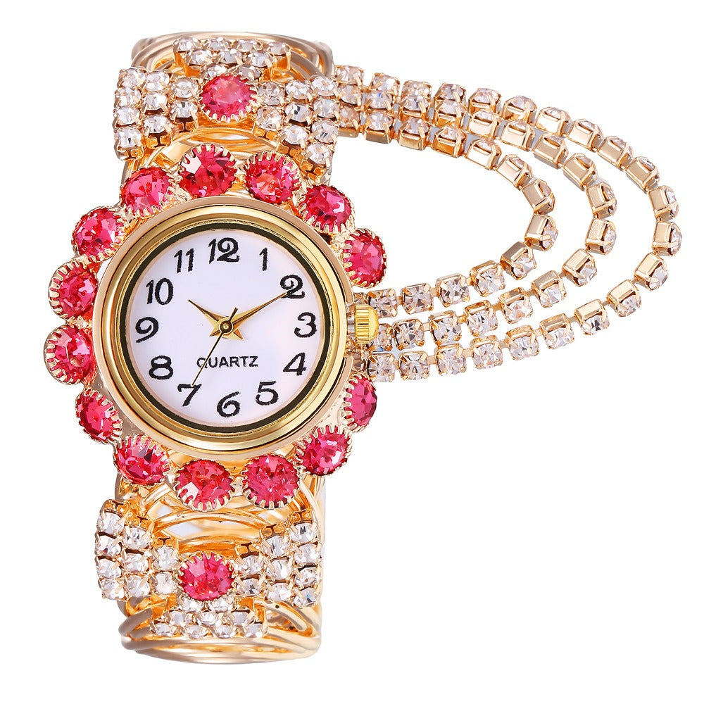 Reloj de mujer de nueva tendencia y moda con reloj de pulsera femenino de cuarzo digital con incrustaciones de diamantes