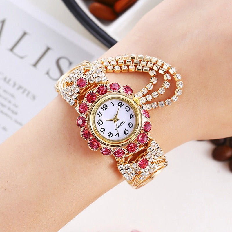 Reloj de mujer de nueva tendencia y moda con reloj de pulsera femenino de cuarzo digital con incrustaciones de diamantes