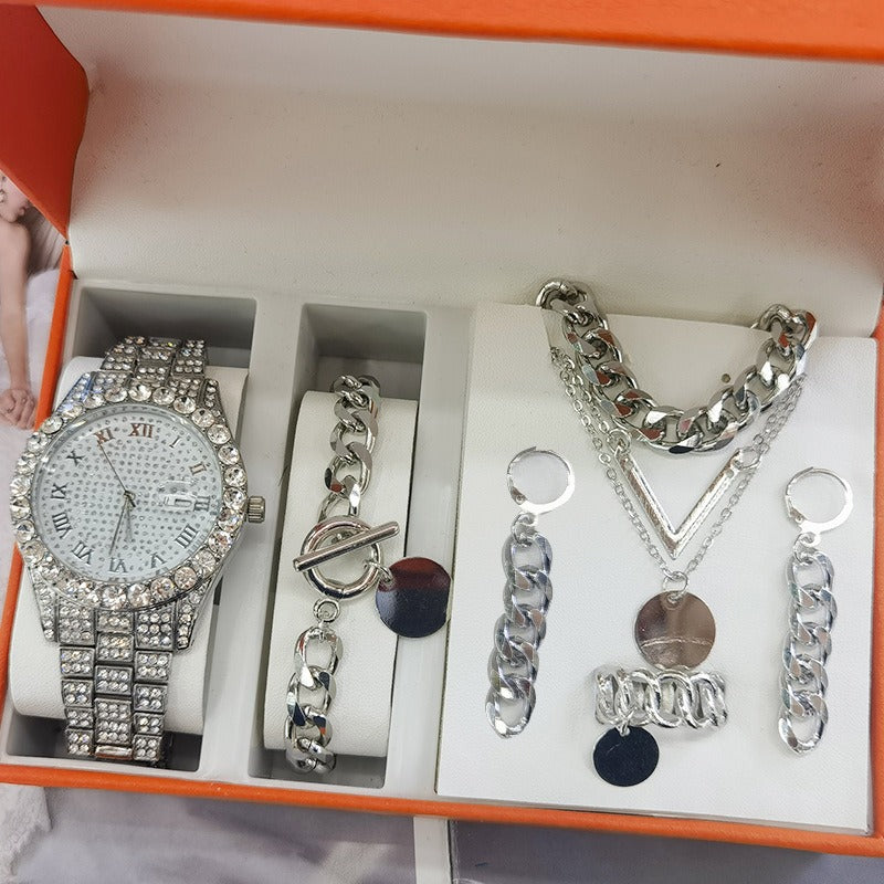 Montre pour femme 5 ensembles montre pour femme bijoux ensemble de 5 pièces nouvelle montre à Quartz coffret cadeau montre