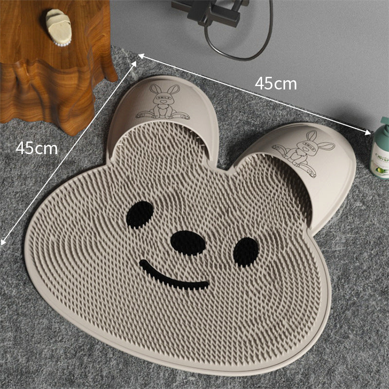 Silicone rabbit rub foot artifact bathroom anti-slip mat rub back massage pad rub bath wash feet to dead skin shower mat