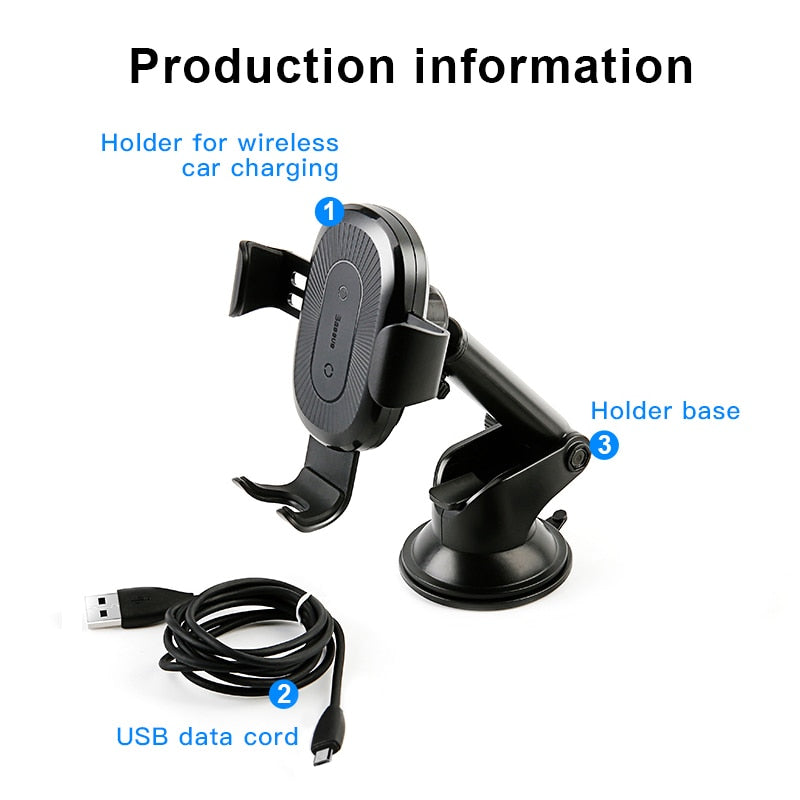 Baseus 10W Wireless Car Charger For iPhone Xs Max X Samsung S10 Xiaomi Mi 9 Qi Wireless Charger Fast Charging Car Phone Holder