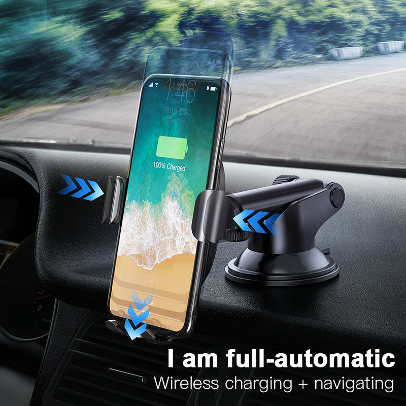 Cargador de coche inalámbrico Baseus 10W para iPhone Xs Max X Samsung S10 Xiaomi Mi 9 Qi cargador inalámbrico soporte de teléfono de coche de carga rápida