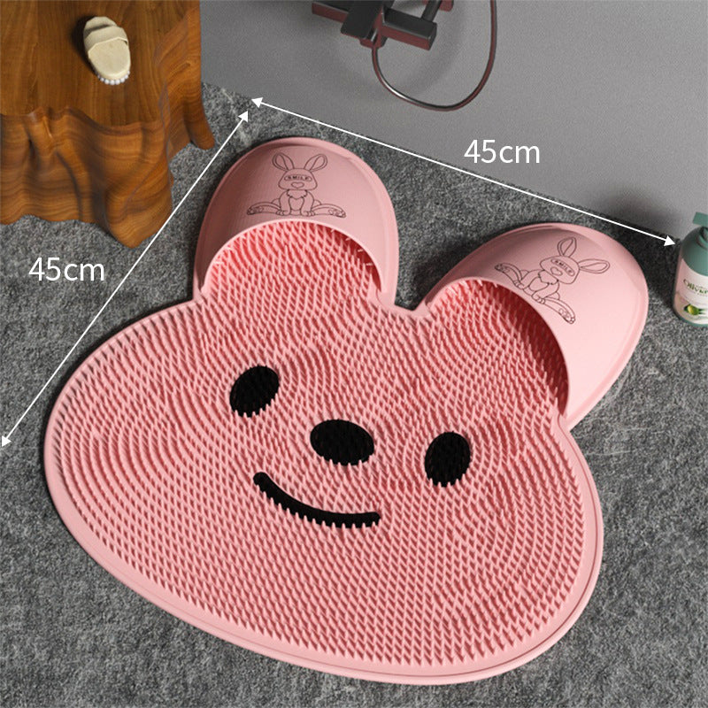 Tapis de bain en Silicone antidérapant, artefact de frottement des pieds de lapin, tapis de massage du dos, lavage des pieds à la peau morte, tapis de douche