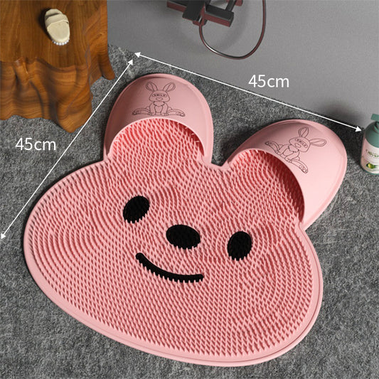 Silicone rabbit rub foot artifact bathroom anti-slip mat rub back massage pad rub bath wash feet to dead skin shower mat