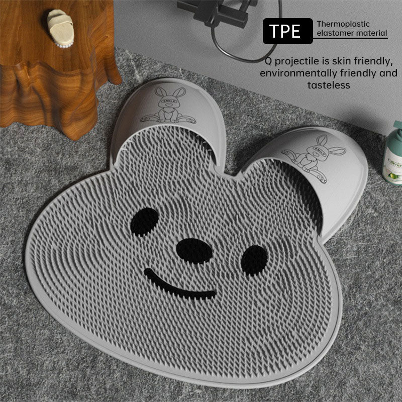 Tapis de bain en Silicone antidérapant, artefact de frottement des pieds de lapin, tapis de massage du dos, lavage des pieds à la peau morte, tapis de douche