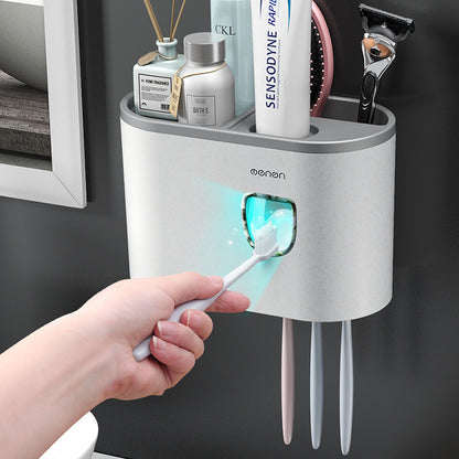 Presse-dentifrice automatique, tasse unique créative pour homme paresseux, porte-brosse à dents adhésif, salle de bains, tasse de bain de bouche, coffret de dents