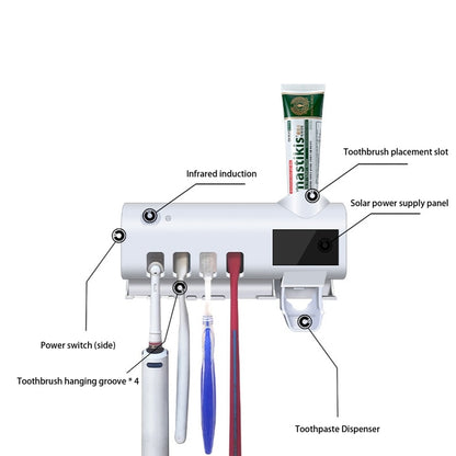 Soporte de pared para cepillos de dientes, exprimidor inteligente de pasta dental para baño, inodoro, desinfección automática, accesorios de baño