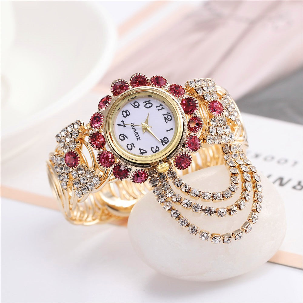 Reloj de mujer de nueva tendencia y moda con reloj de pulsera femenino de cuarzo digital con incrustaciones de diamantes