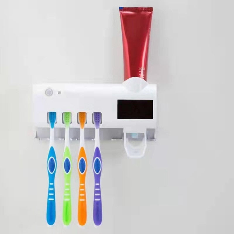 Porte-brosse à dents mural, presse-dentifrice intelligent pour salle de bains, toilettes, désinfection automatique, accessoires de salle de bains