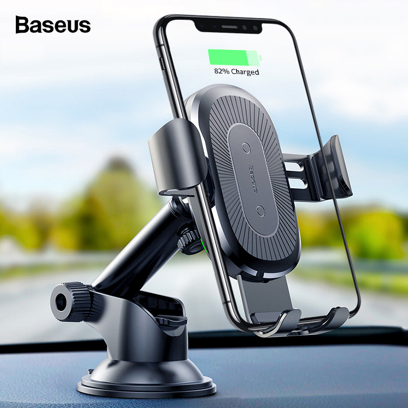 Cargador de coche inalámbrico Baseus 10W para iPhone Xs Max X Samsung S10 Xiaomi Mi 9 Qi cargador inalámbrico soporte de teléfono de coche de carga rápida