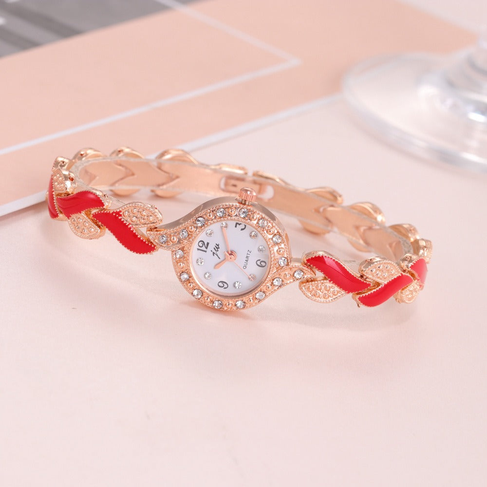 New Cross border Fashion Versatile Women's Love Watch Band with Diamond Quartz Watch Set