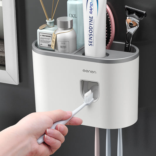 Presse-dentifrice automatique, tasse unique créative pour homme paresseux, porte-brosse à dents adhésif, salle de bains, tasse de bain de bouche, coffret de dents