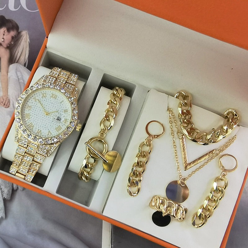 Montre pour femme 5 ensembles montre pour femme bijoux ensemble de 5 pièces nouvelle montre à Quartz coffret cadeau montre