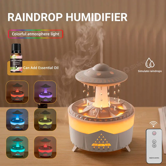 Rain Cloud Humidifier Water Drip with Remote Raindrop Humidifier Rain Cloud Diffuser Mushroon